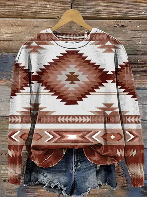 Retro Aztec Casual Cotton Sweatshirt