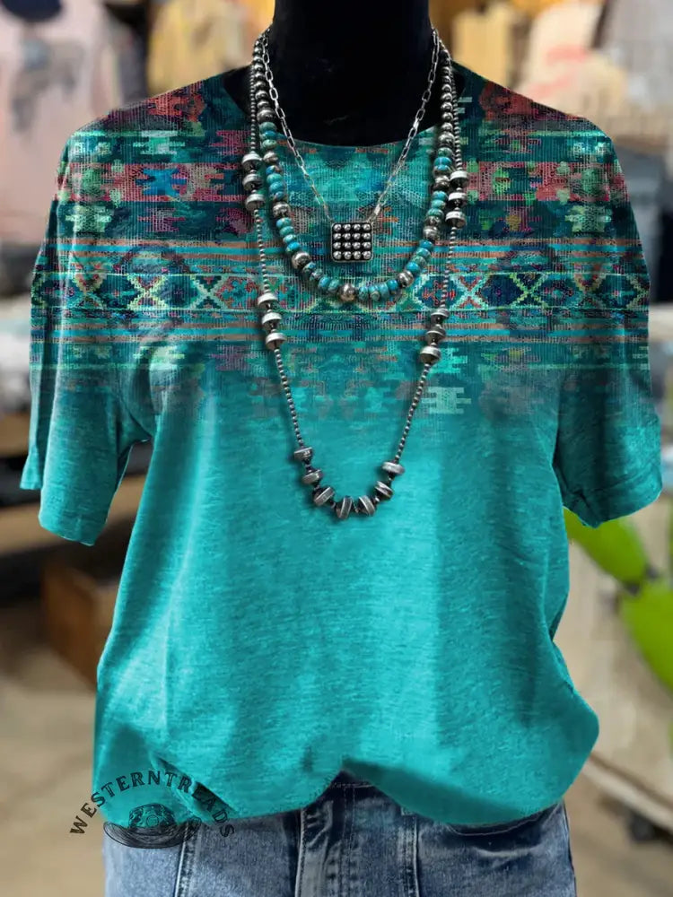 Retro Aztec Print T-shirt