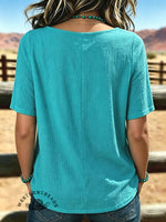 Women's Vintage Draped Neckline Patchwork Chiffon Casual Shirt