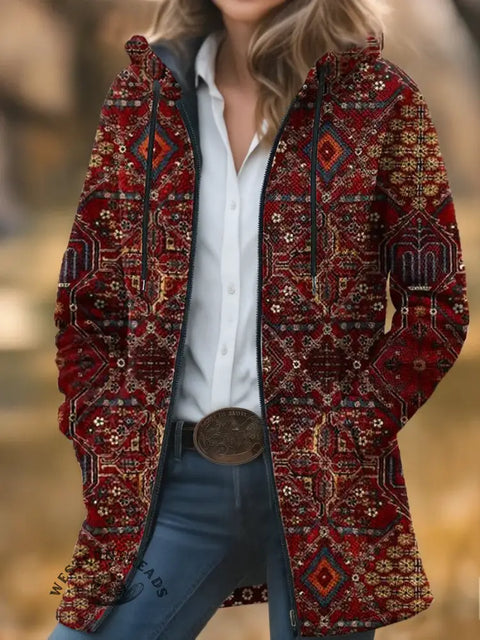 Retro Art Unisex Plush Thick Long-Sleeved Cardigan Coat