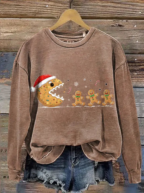 Christmas gingerbread man Casual Cotton Sweatshirt