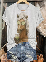 Funny Horse Art Print T-shirt