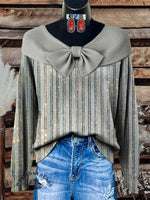 Women's Stripe Art Print Casual Sweater