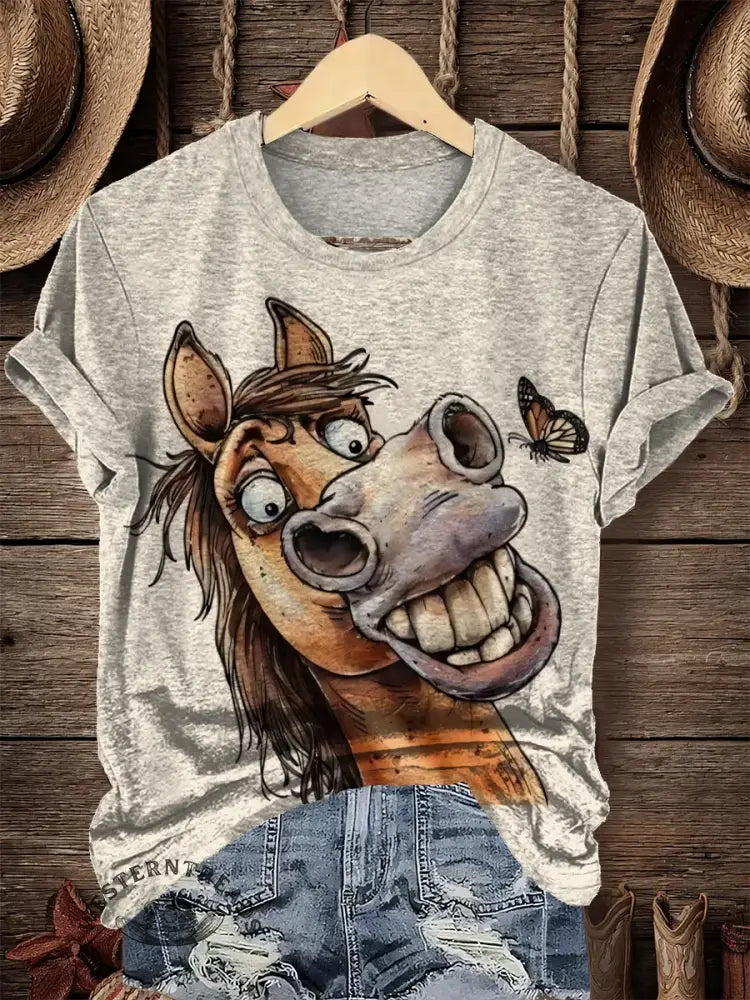 Funny Horse Art Print T-shirt