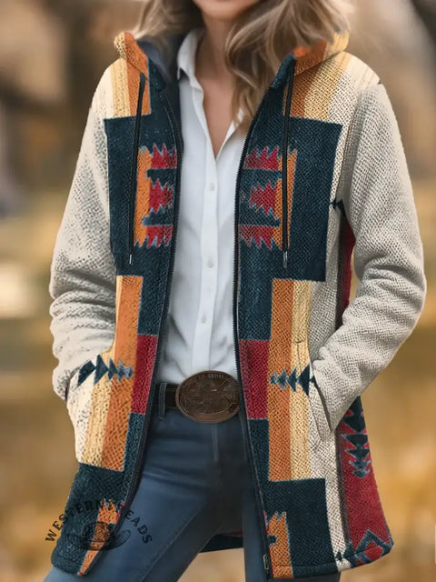 Retro Art Unisex Plush Thick Long-Sleeved Cardigan Coat