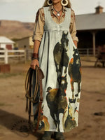 Women's Horse Print Casual Denim Dress