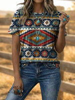 Vintage Aztec Art Elegant Soft Western Cotton T-shirt Top