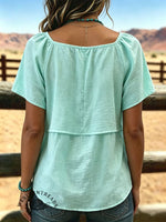 Women's Vintage Double Layer Patchwork Casual Shirt