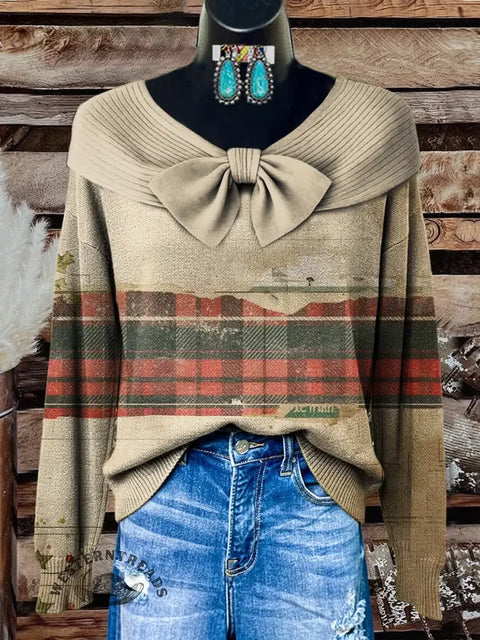 Retro Art Print Buttoned Cardigan Sweater