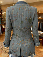 Skeleton Art Print Patchwork Denim Sweater