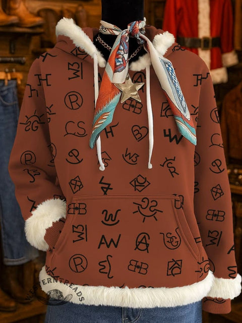 Cattle Brands Print Casual Sweatshirt