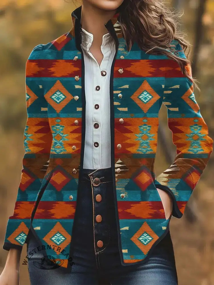 Women's Aztec Print Casual Jacket