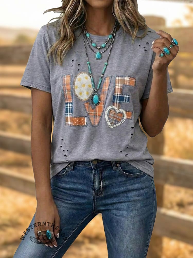 Vintage Elegant Soft Western Valentine's Day Cotton T-shirt Top