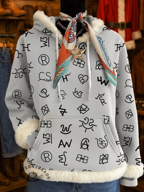 Cattle Brands Print Casual Sweatshirt