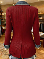 Aztec Print Patchwork Denim Sweater