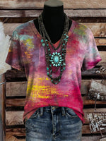 Vintage Art Print Casaul Short Sleeve T-shirt