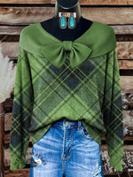 Women's Vintage Checkered Print Casual Sweater