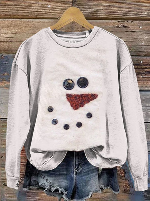 Christmas Art Print Casual Cotton Sweatshirt