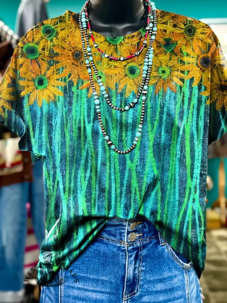 Retro Floral Print T-shirt