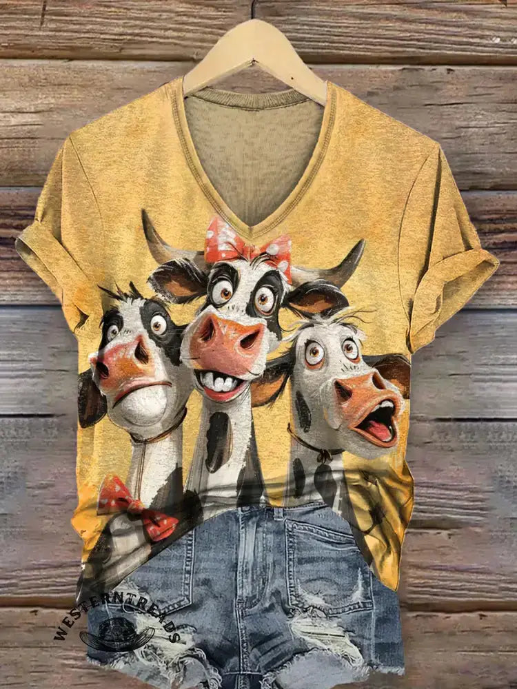 Funny Cow Art Print Classic Short-sleeved T-shirt