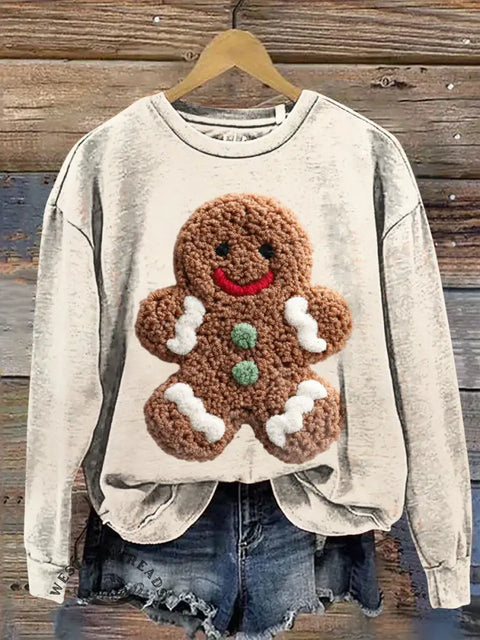 Christmas gingerbread man Claus Casual Cotton Sweatshirt