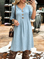 Women's Vintage Ruffle Sleeves Patchwork Denim Dress