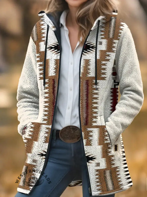 Retro Art Unisex Plush Thick Long-Sleeved Cardigan Coat