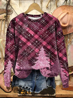 Vintage Christmas Pattern Casual Cotton Sweatshirt