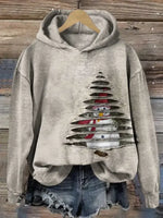Retro Christmas Tree Snowman Casual Cotton Sweatshirt
