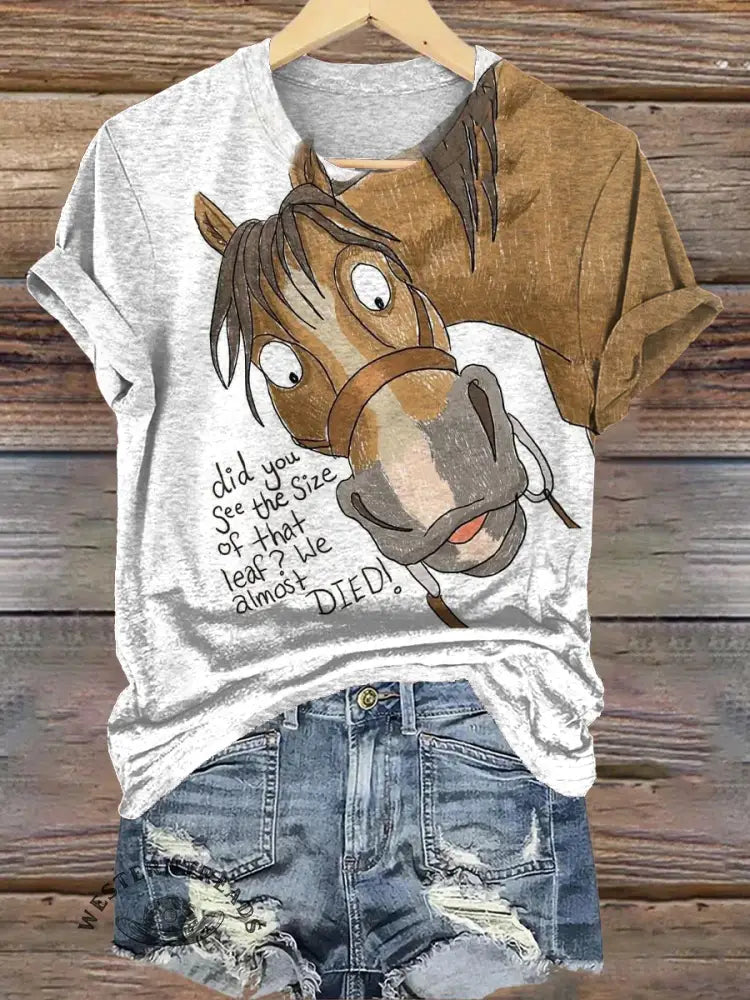 Funny Horse Art Print T-shirt
