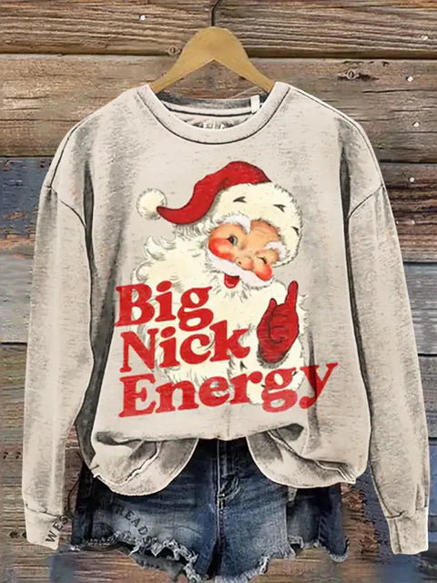 Christmas Elk Print Casual Cotton Sweatshirt