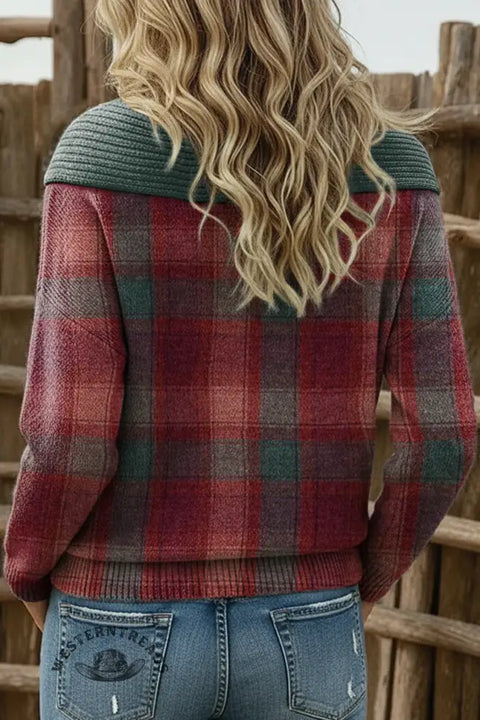 Retro Art Print Buttoned Cardigan Sweater