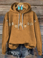 Retro Art Print Casual Cotton Christmas Sweatshirt