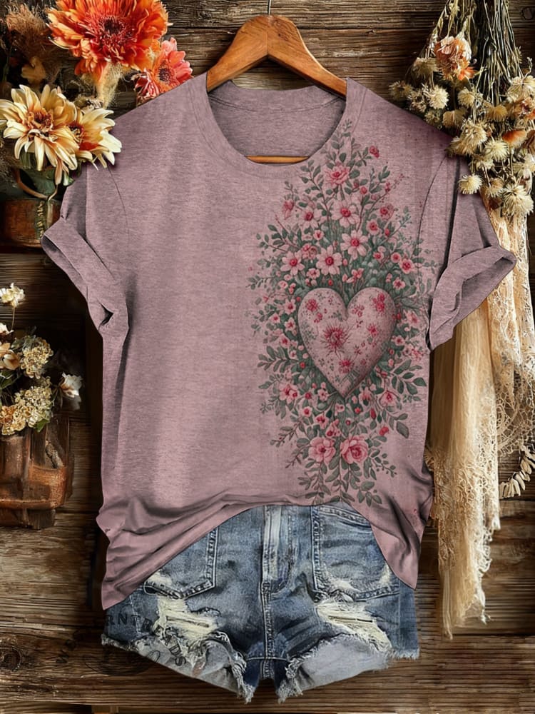 Vintage Art Print Casual T-shirt