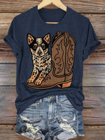 West Dog Art Print Casual T-shirt
