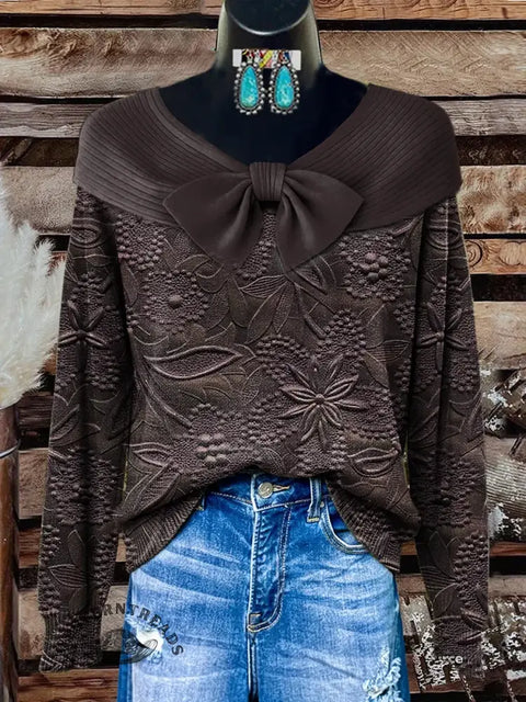 Retro Floral Art Print Buttoned Cardigan Sweater