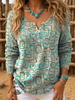 Abstract Art Print Buttoned Cardigan Sweater