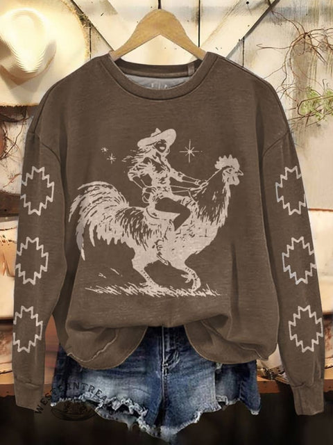 Classic West Print Casual Cotton Sweatshirt