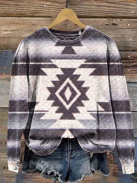 Colored Aztec Casual Cotton Sweatshirt