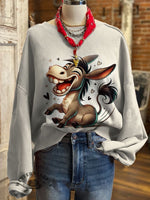 Donkey Print Casual Cotton Sweatshirt