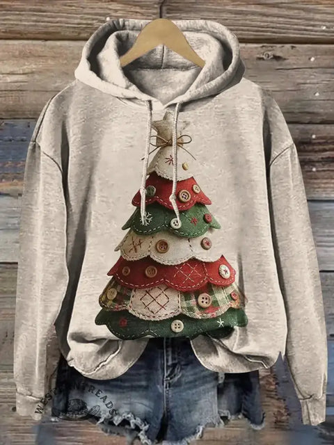 Women's Christmas Art Print Casual Hooded Sweatshirt