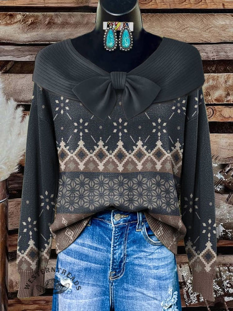 Women's Bohemia Print Casual Cotton Sweater