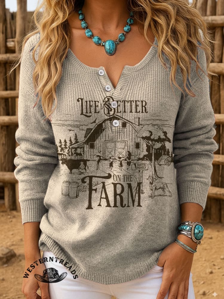 Vintage Western Art Print Casual Cotton Sweatshirt
