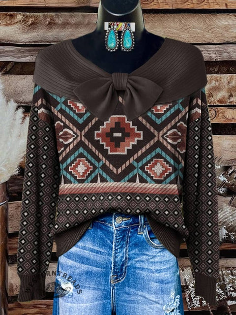 Women's Aztec Print Casual Cotton Sweater