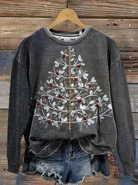 Christmas Art Texture Casual Cotton Sweatshirt