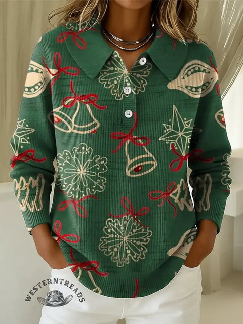 Women's Christmas Print Peter Pan Collar Pullover