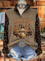 Vintage Christmas Pattern Casual Cotton Sweatshirt