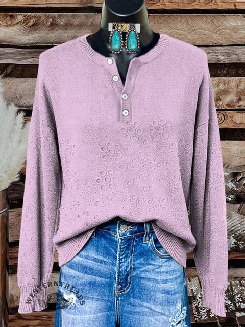 Retro Floral Print Buttoned Cardigan Sweater