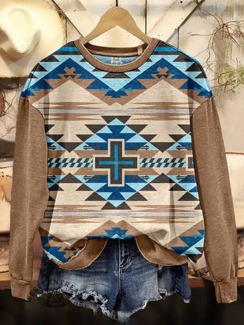 Aztec Print Casual Cotton Sweatshirt