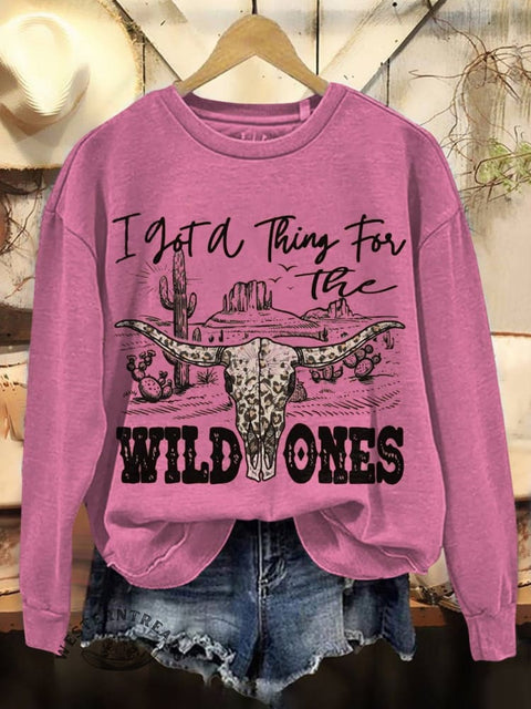 WILD ONES Print Casual Cotton Sweatshirt